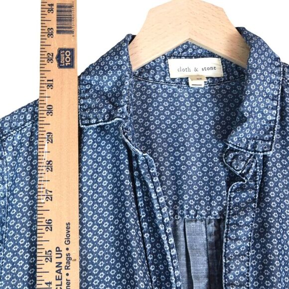 Cloth & Stone Tencel Button-Down Tunic Top Women’s XS Chambray Blue Long Sleeve - Picture 5 of 7